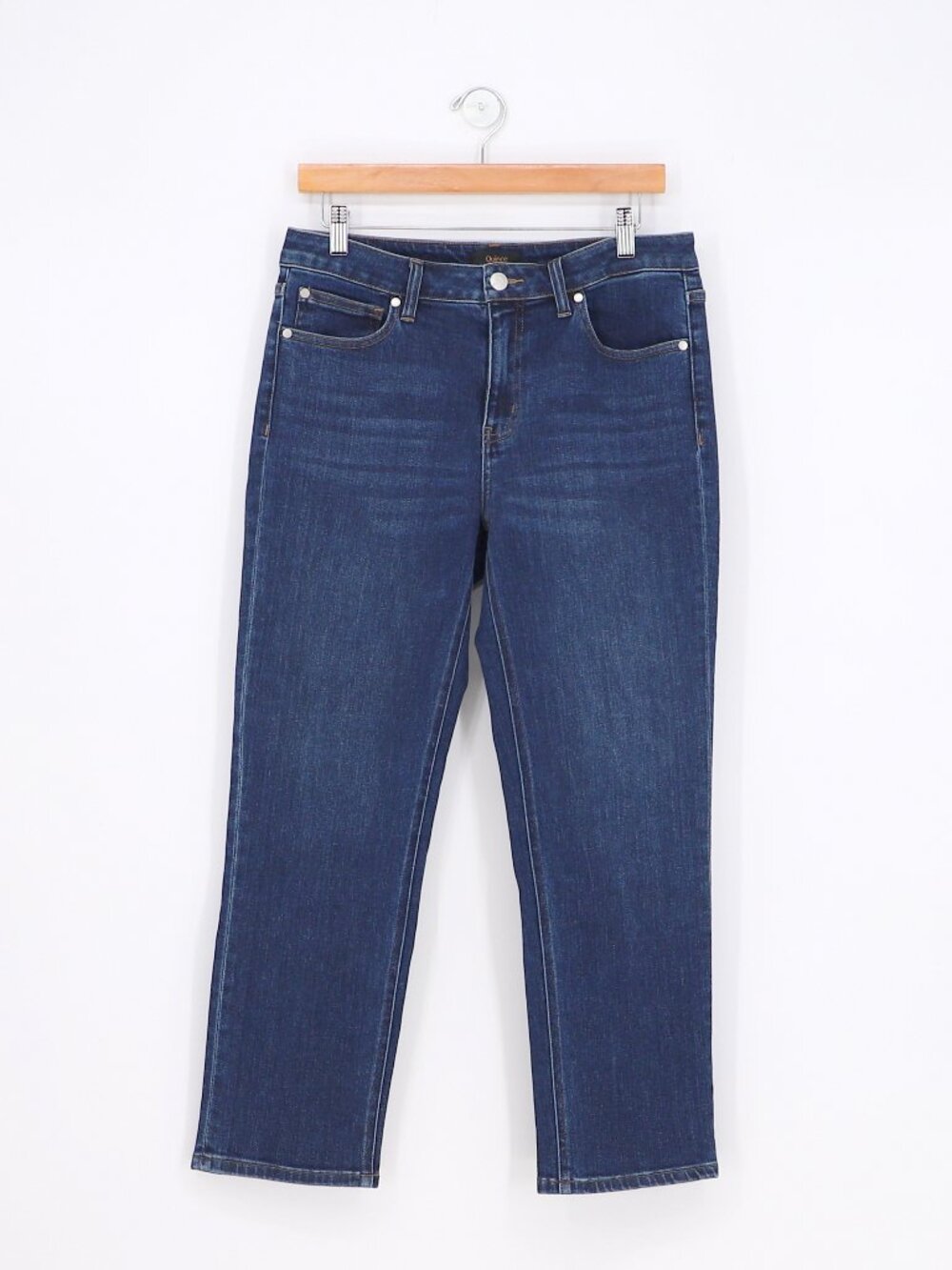 QUINCE Women's Stretch Mid Rise Slim Straight Jean Dark Wash Size 30